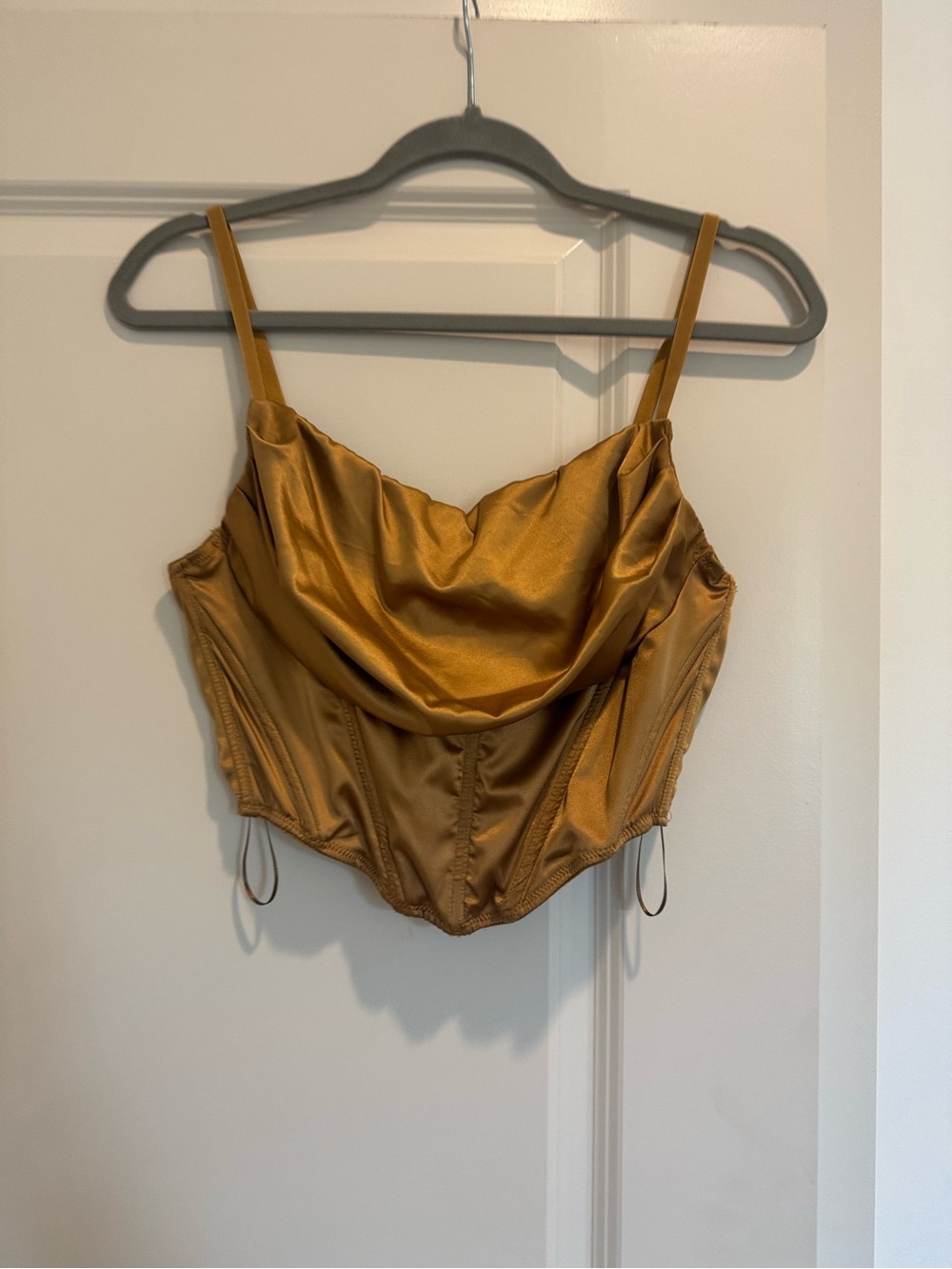 Urban Outfitters Gold Satin Draped Crop Top